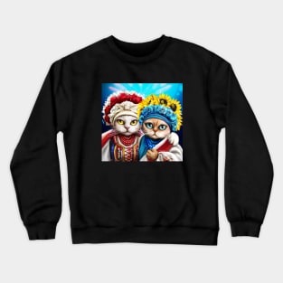 Ukraine and Poland, cat character, friendship Crewneck Sweatshirt